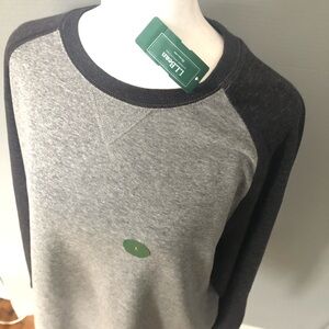 NWT L.L. Bean Men's Gray and Black Slightly Fitted Cotton Nylon Pullover Top L